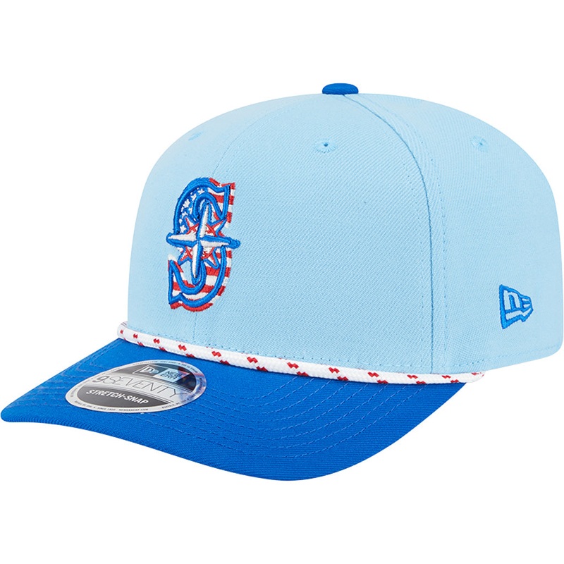MLB Seattle Mariners New Era 2025 4th of July 9SEVENTY Stretch-Snapback Hat – Light Blue