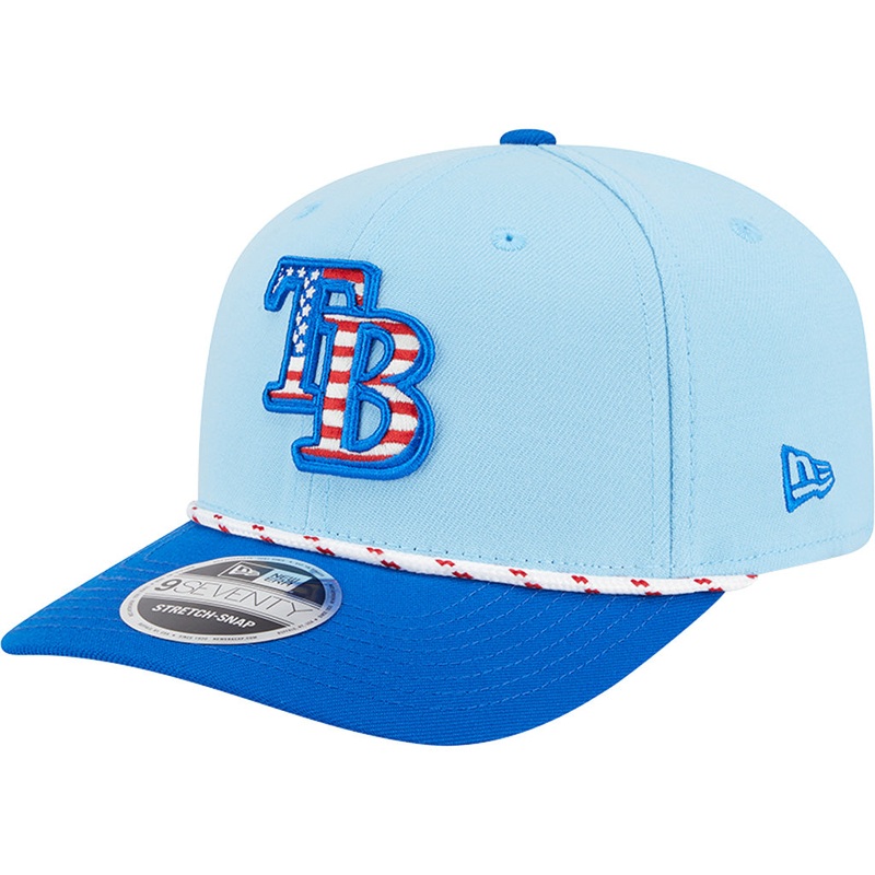 MLB Tampa Bay Rays New Era 2025 4th of July 9SEVENTY Stretch-Snapback Hat – Light Blue
