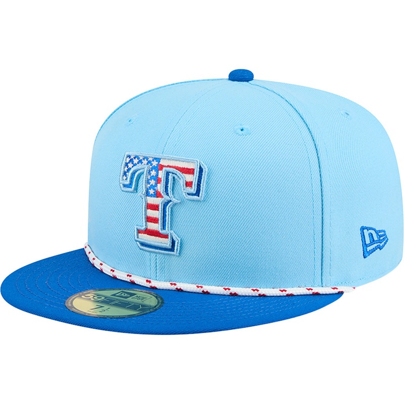 MLB Texas Rangers New Era 2025 4th of July 59FIFTY Fitted Hat – Blue