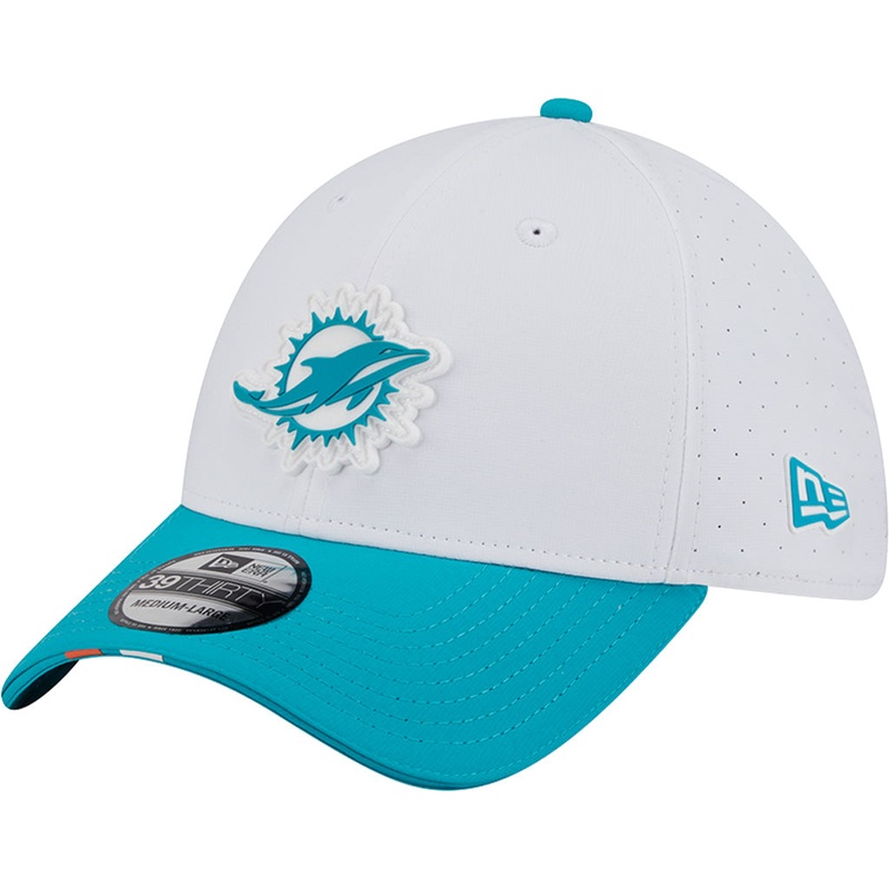 NFL Miami Dolphins New Era 2025 Training 39THIRTY Flex Fit Hat – White