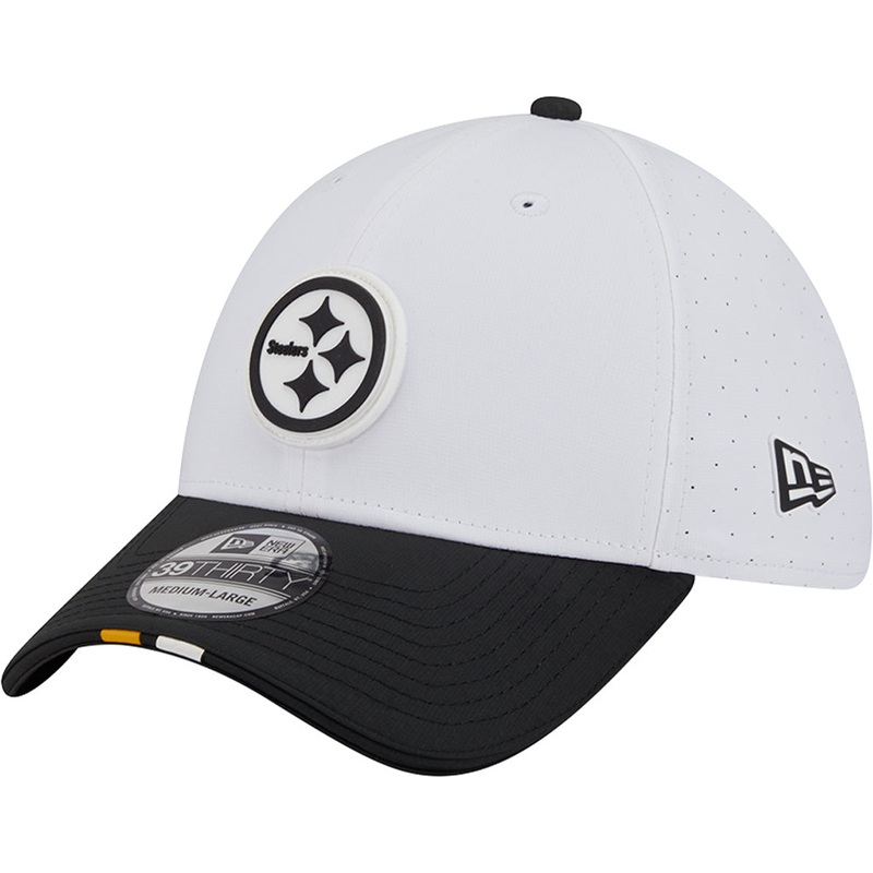 NFL Pittsburgh Steelers New Era 2025 Training 39THIRTY Flex Fit Hat – White