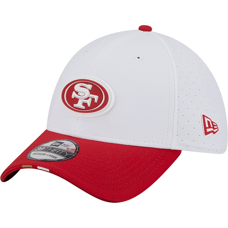 NFL San Francisco 49ers New Era 2025 Training 39THIRTY Flex Fit Hat – White