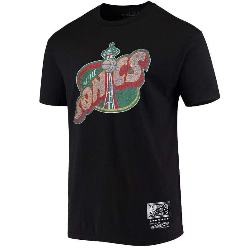 Seattle Supersonics Mitchell & Ness NBA HWC Distressed Logo T-Shirt – Black