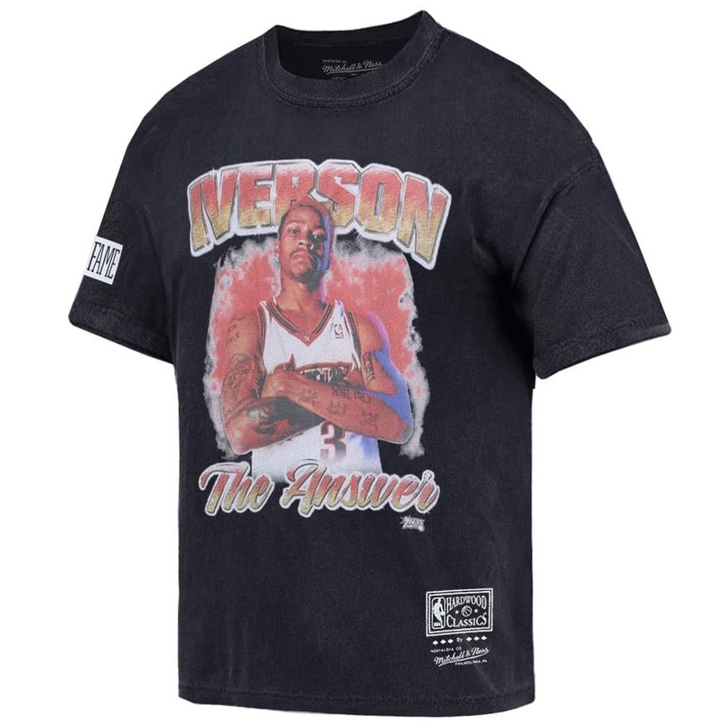 Allen Iverson Philadelphia 76ers Mitchell & Ness NBA Vintage Oversized T-Shirt – Faded Black