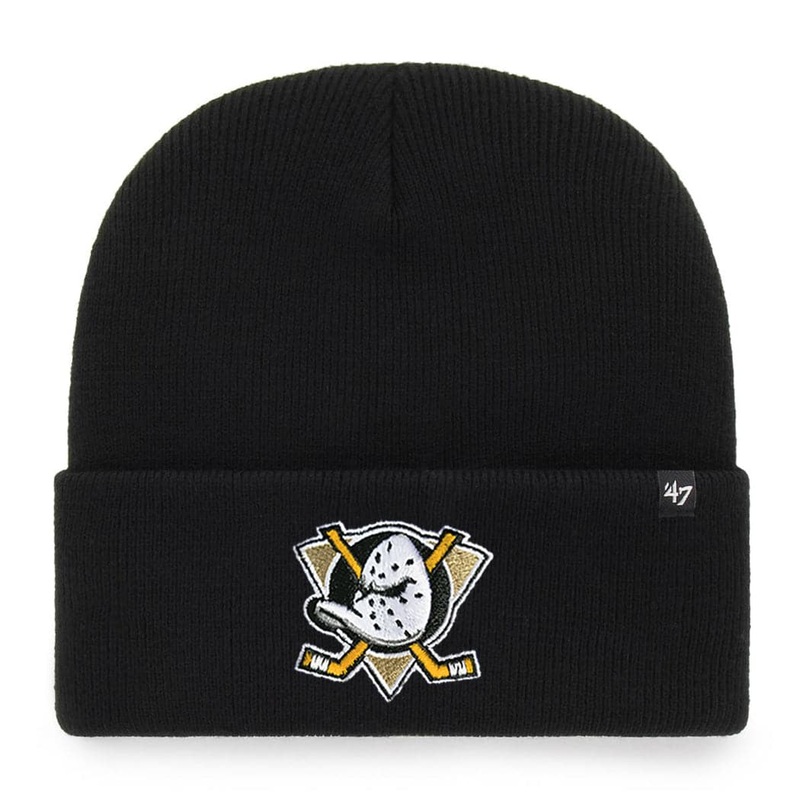 Anaheim Mighty Ducks ’47 NHL Haymaker Raised Cuff Knit Beanie – Black