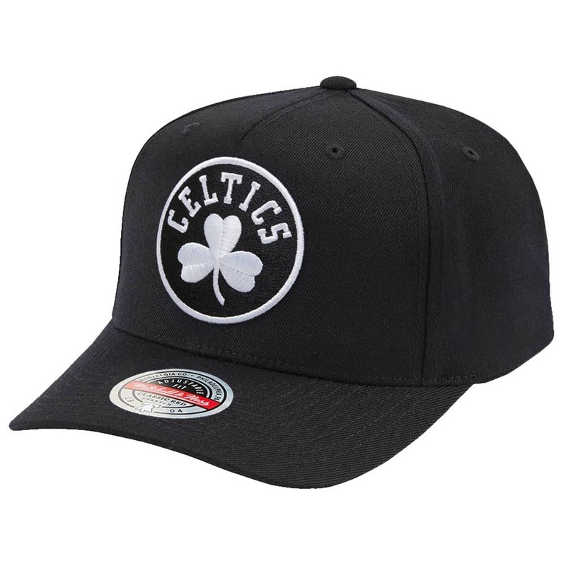 Boston Celtics Mitchell & Ness NBA Black & White Classic Red Curve Snapback Hat