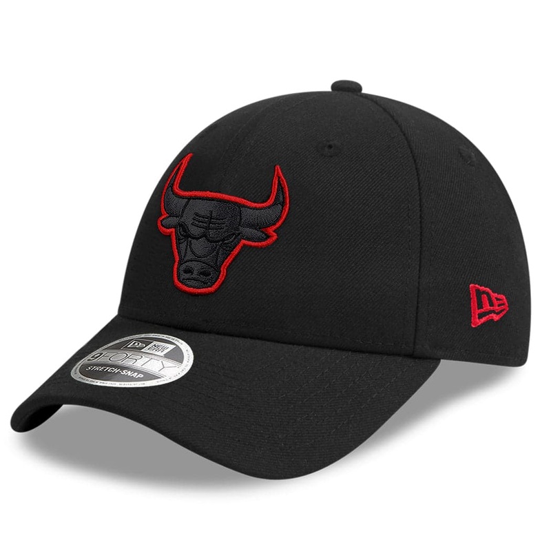 Chicago Bulls New Era NBA Borderline 9FORTY Stretch Snap Curve Snapback Hat – Black