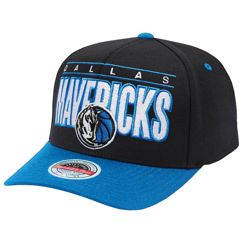Dallas Mavericks Mitchell & Ness NBA Billboard Classic Red Curve Snapback Hat – Black
