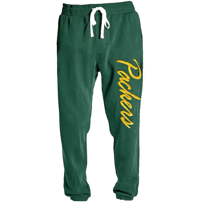 Green Bay Packers Majestic NFL Script Baggy Track Pants – Faded Green