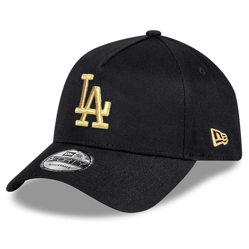 Los Angeles Dodgers New Era MLB Black & Gold 9FORTY A-Frame Curve Snapback Hat – Black