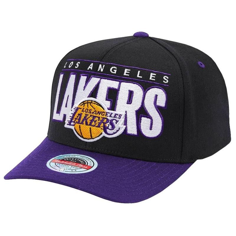 Los Angeles Lakers Mitchell & Ness NBA Billboard Classic Red Curve Snapback Hat – Black