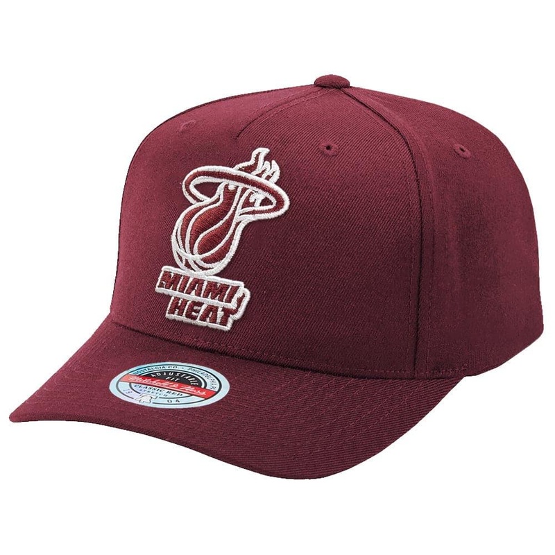 Miami Heat Mitchell & Ness NBA Crimson Sector Classic Red Curve Snapback Hat – Crimson