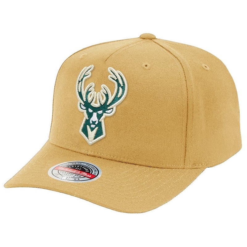 Milwaukee Bucks Mitchell & Ness NBA Team Classic Red Curve Snapback Hat – Khaki