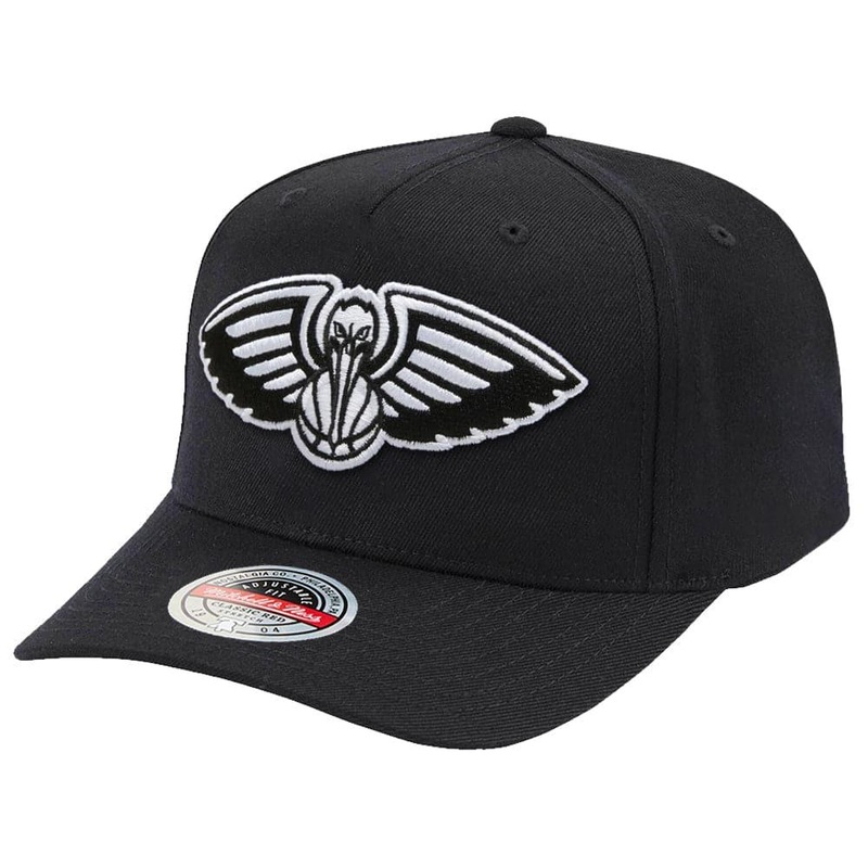 New Orleans Pelicans Mitchell & Ness NBA Black & White Classic Red Curve Snapback Hat