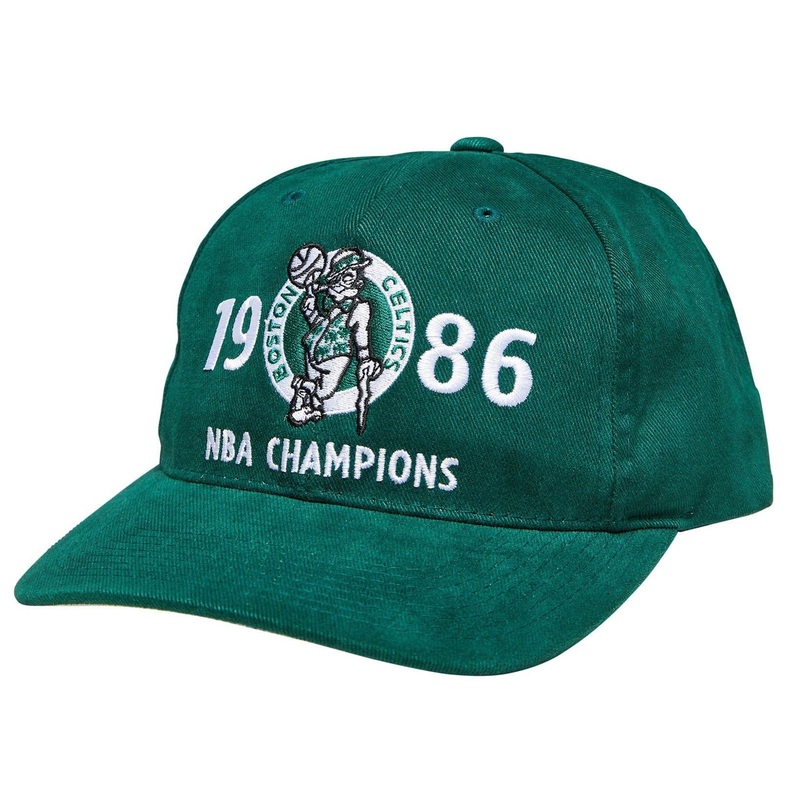 Boston Celtics Mitchell & Ness NBA Finals History Pre-Curved Deadstock Snapback Hat – Green
