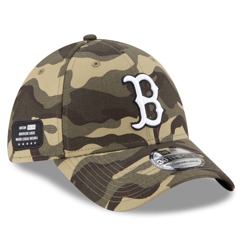 Boston Red Sox New Era MLB 2021 Armed Forces 39THIRTY Flex Fit Curve Hat – Camo