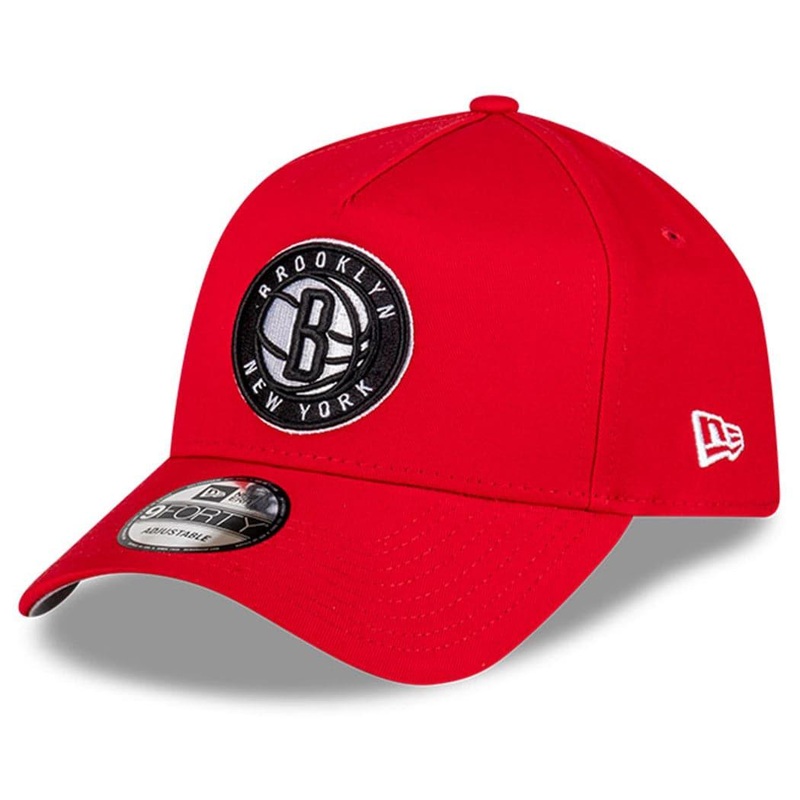 Brooklyn Nets New Era NBA Monochrome 9FORTY A-Frame Curve Snapback Hat – Red