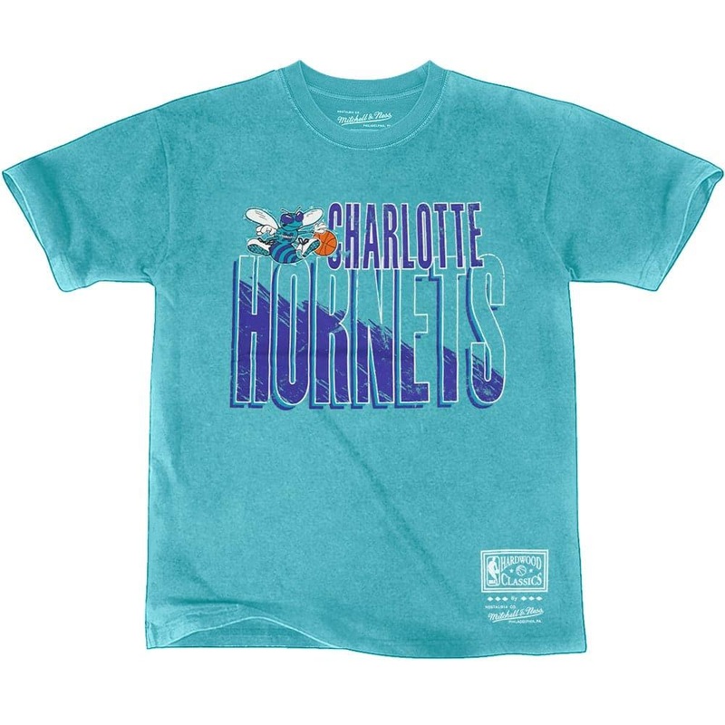 Charlotte Hornets Mitchell & Ness NBA HWC Scribble Vintage T-Shirt – Faded Aqua