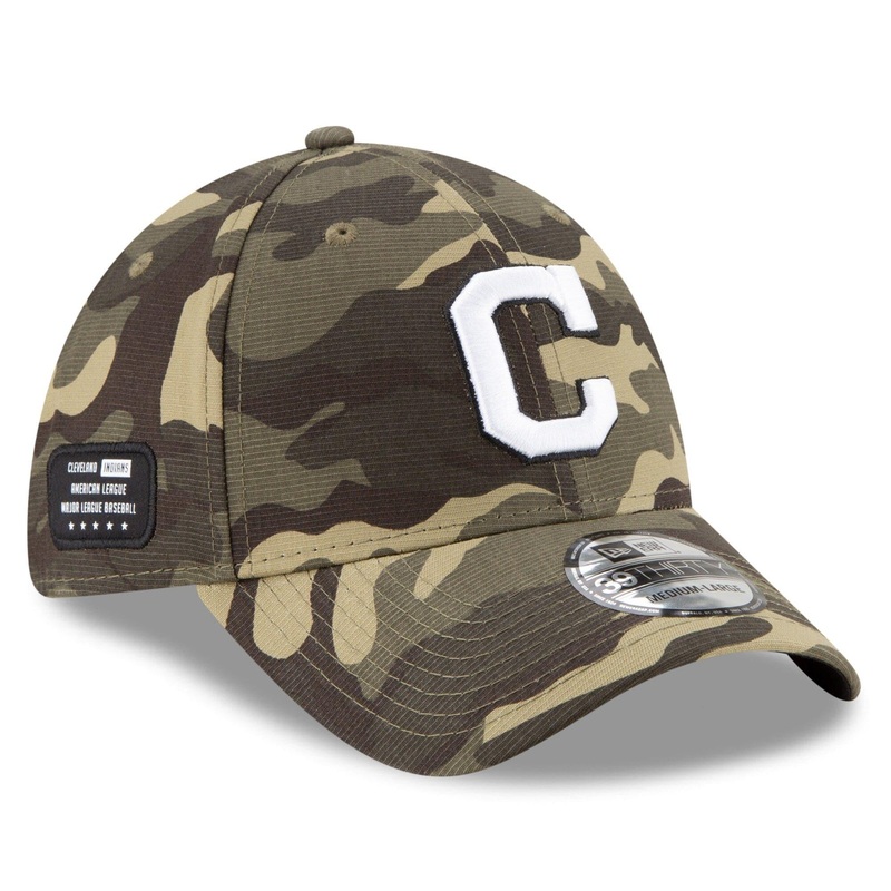 Cleveland Indians New Era MLB 2021 Armed Forces 39THIRTY Flex Fit Curve Hat – Camo