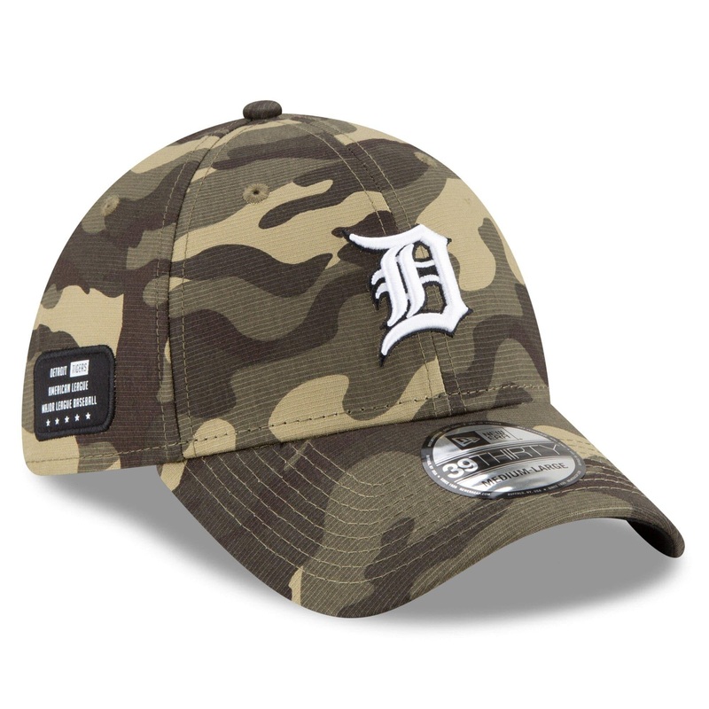 Detroit Tigers New Era MLB 2021 Armed Forces 39THIRTY Flex Fit Curve Hat – Camo