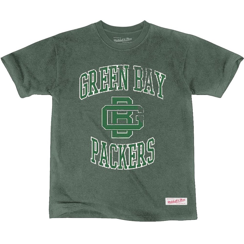 Green Bay Packers Mitchell & Ness NFL Throwback Crest Vintage T-Shirt – Faded Green