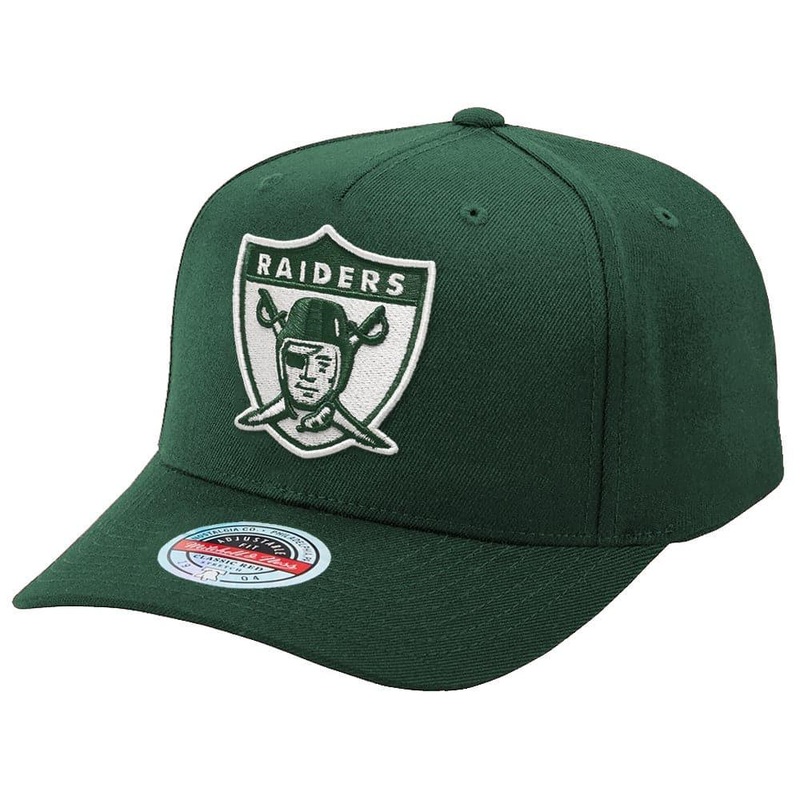 Las Vegas Raiders Mitchell & Ness NFL Clear Field Curve Snapback Hat – Green