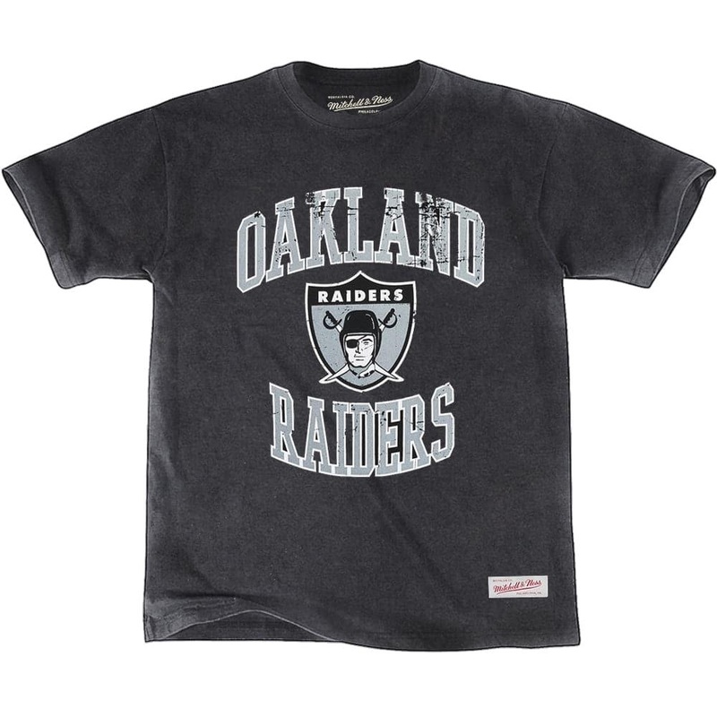 Las Vegas Raiders Mitchell & Ness NFL Throwback Crest Vintage T-Shirt – Faded Black