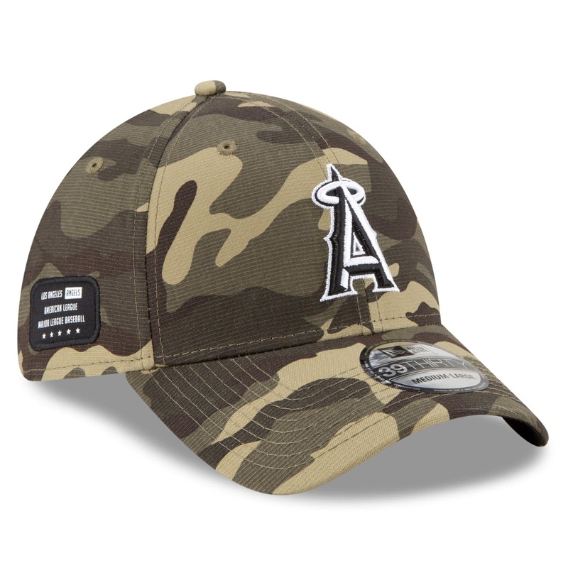 Los Angeles Angels New Era MLB 2021 Armed Forces 39THIRTY Flex Fit Curve Hat – Camo