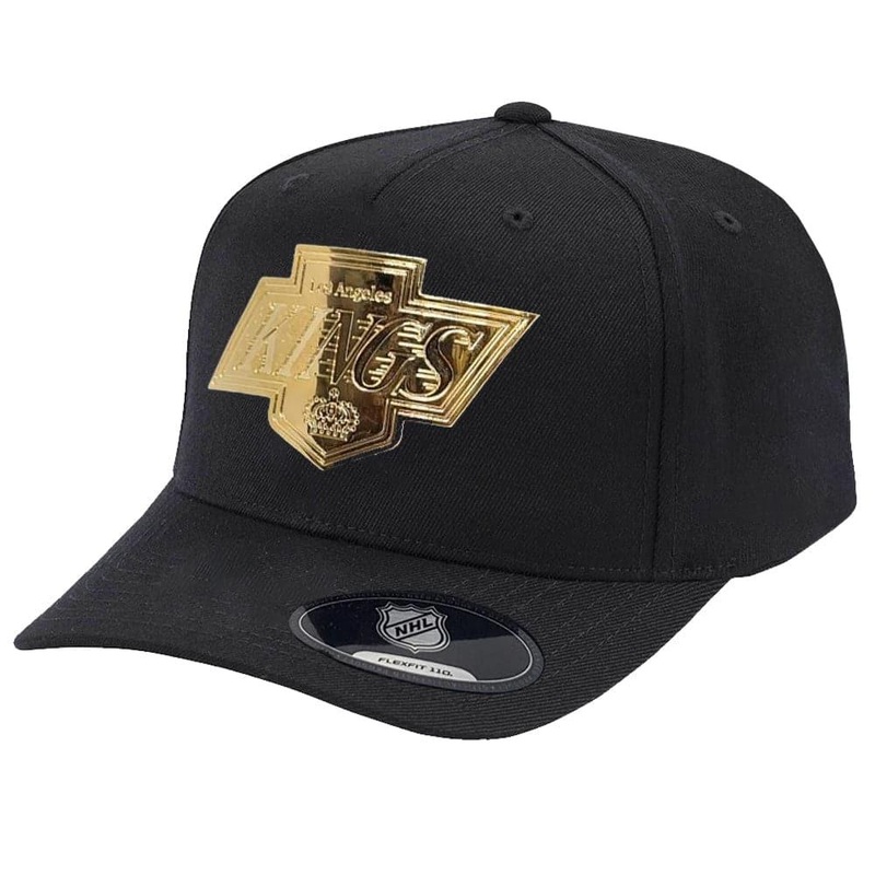 Los Angeles Kings NHL Gold Enamel Logo 110 Curve Snapback Hat – Black