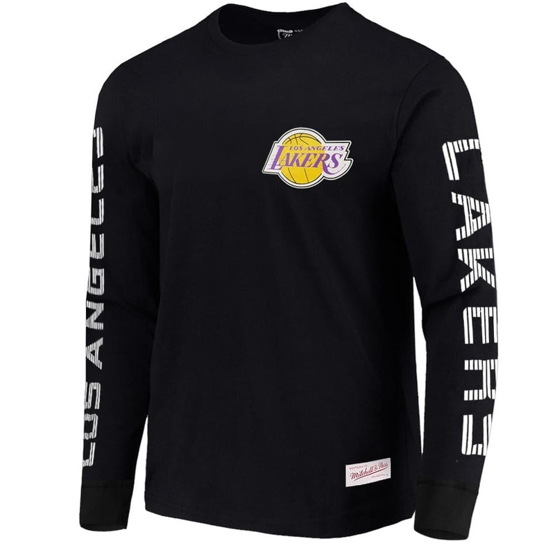 Los Angeles Lakers Mitchell & Ness NBA HWC Outline Long Sleeve T-Shirt – Black