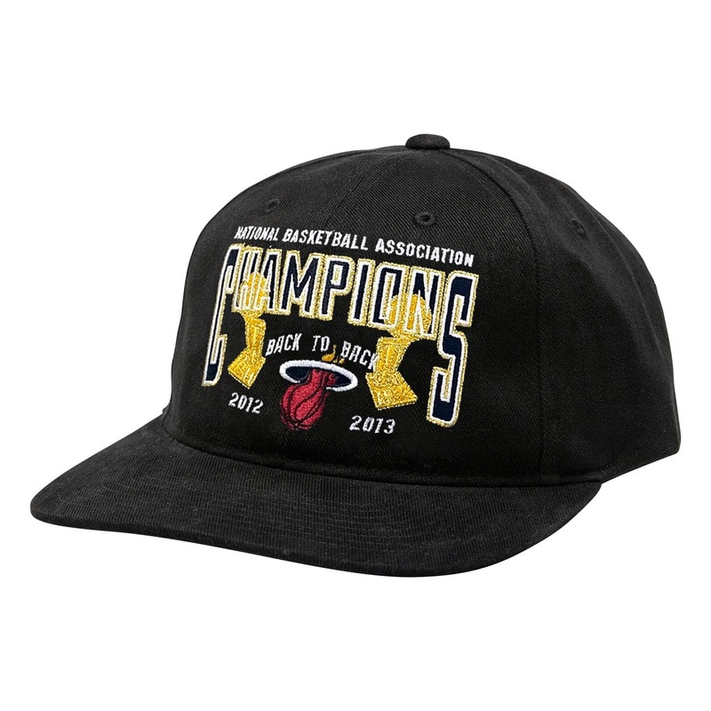 Miami Heat Mitchell & Ness NBA Champions Era Deadstock Snapback Hat – Black