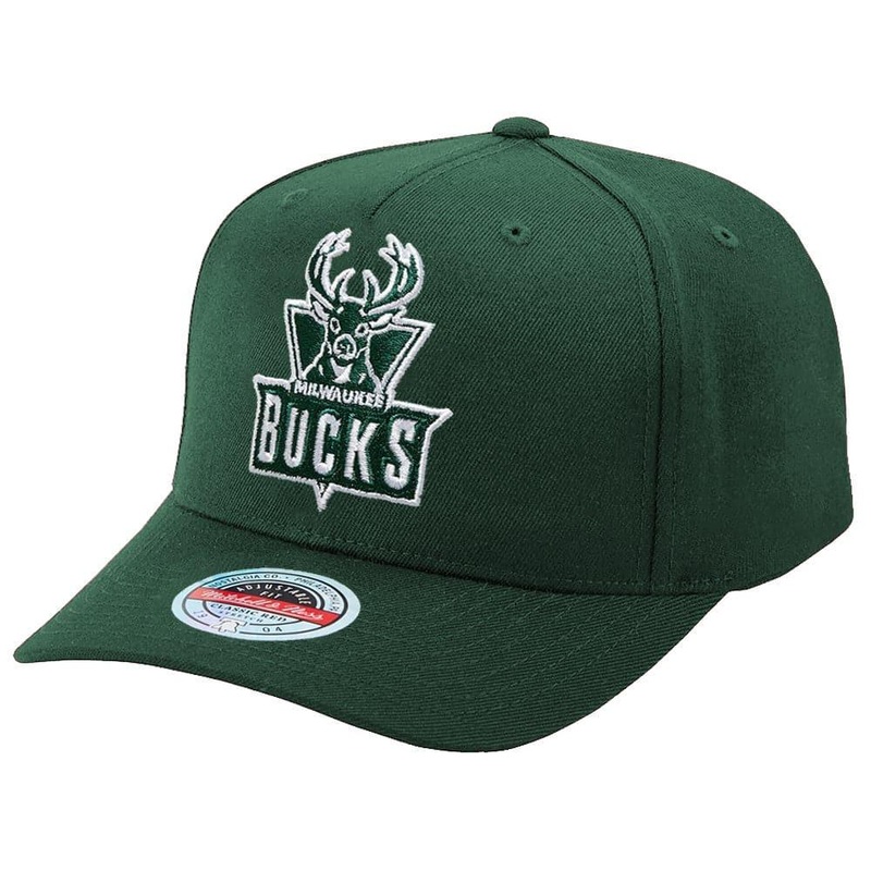 Milwaukee Bucks Mitchell & Ness NBA Clear Field Curve Snapback Hat – Green