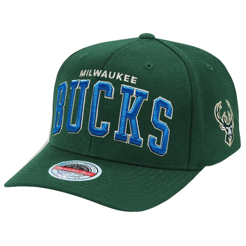 Milwaukee Bucks Mitchell & Ness NBA Iconic Classic Red Curve Snapback Hat – Green