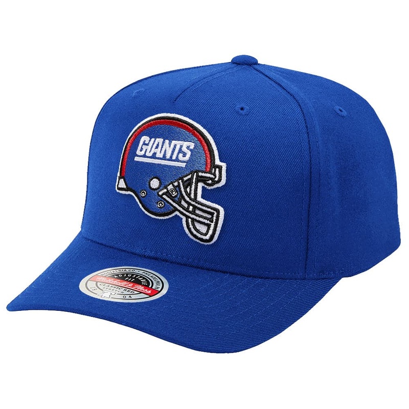 New York Giants Mitchell & Ness NFL Sweep Right Classic Red Curve Snapback Hat – Blue