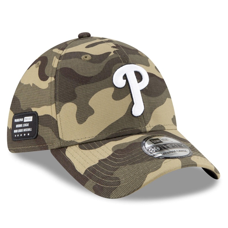 Philadelphia Phillies New Era MLB 2021 Armed Forces 39THIRTY Flex Fit Curve Hat – Camo