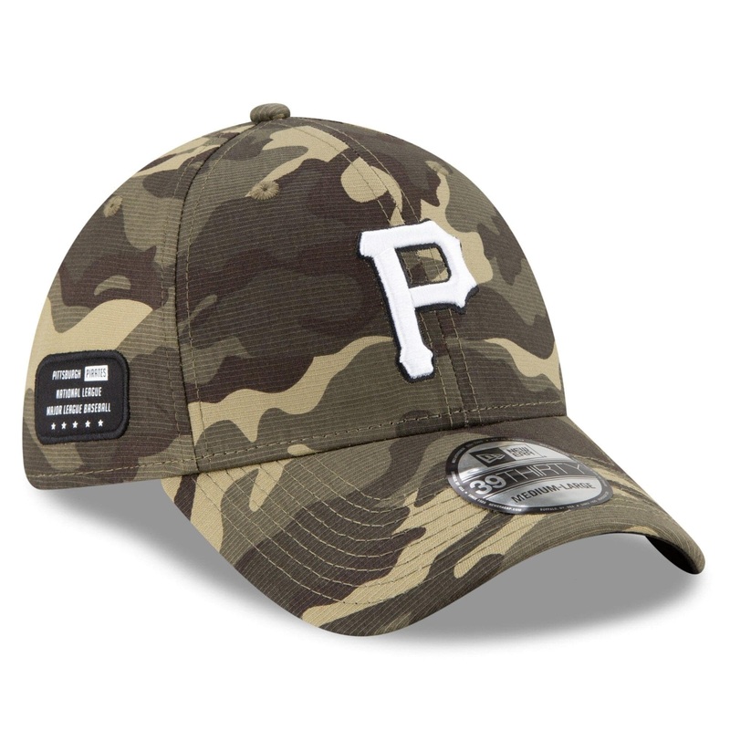 Pittsburgh Pirates New Era MLB 2021 Armed Forces 39THIRTY Flex Fit Curve Hat – Camo
