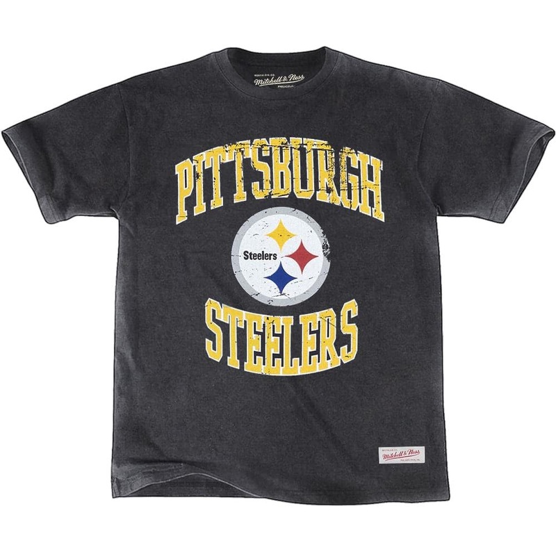 Pittsburgh Steelers Mitchell & Ness NFL Throwback Crest Vintage T-Shirt – Faded Black