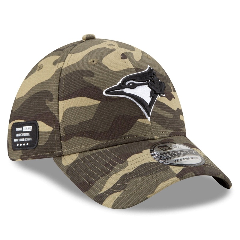 Toronto Blue Jays New Era MLB 2021 Armed Forces 39THIRTY Flex Fit Curve Hat – Camo