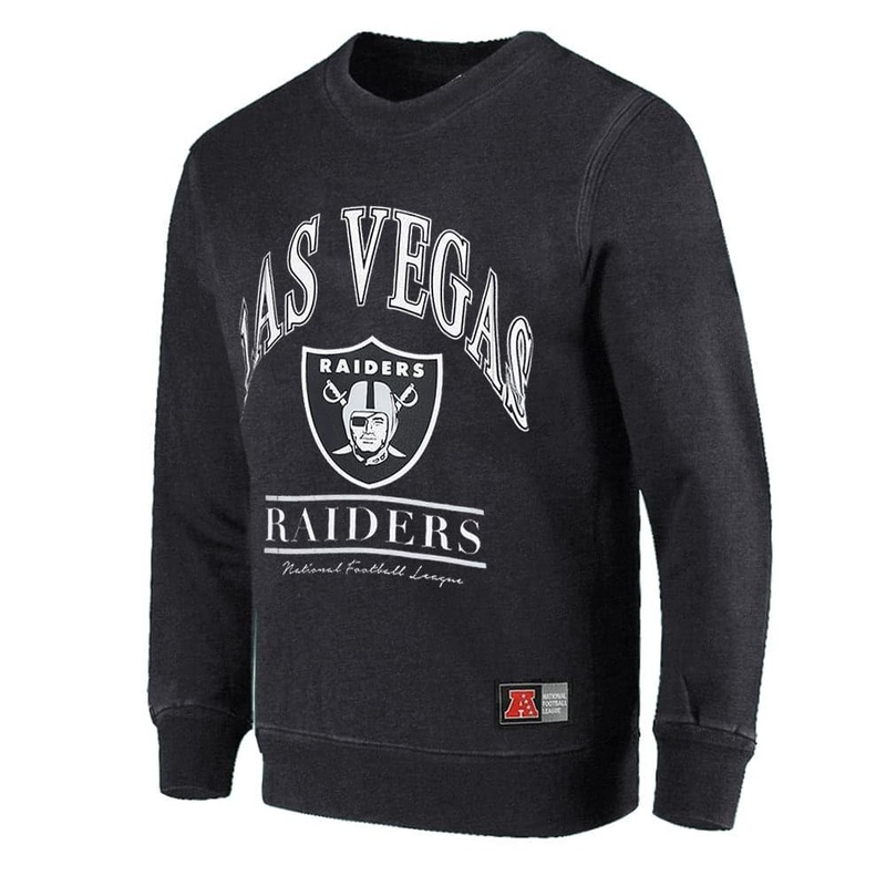 Womens Las Vegas Raiders Majestic NFL Vintage Arch Crew Jumper – Faded Black