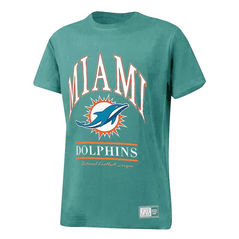 Womens Miami Dolphins Majestic NFL Arch Boxy T-Shirt – Faded Teal