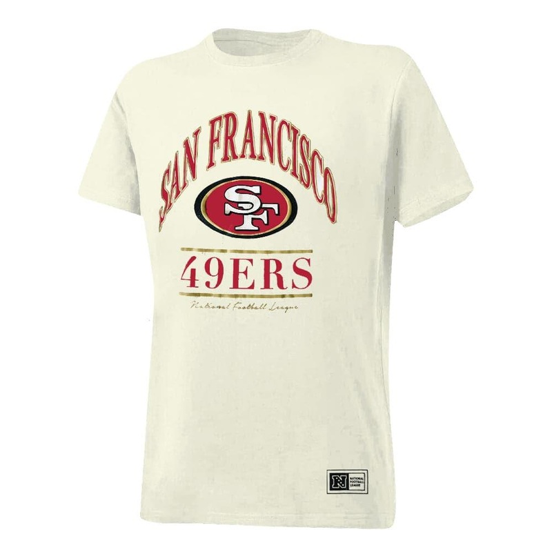 Womens San Francisco 49ers Majestic NFL Arch Boxy T-Shirt – Cream