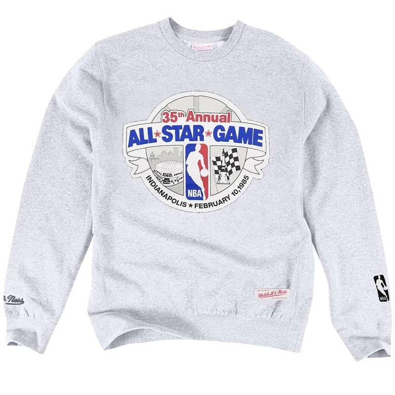 1985 All-Star Mitchell & Ness NBA Logo Crew Jumper – White Marle