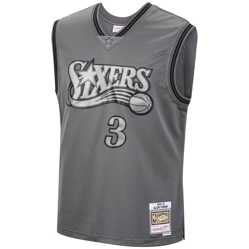 Allen Iverson Philadelphia 76ers Mitchell & Ness NBA Metal Works Swingman Jersey – Grey