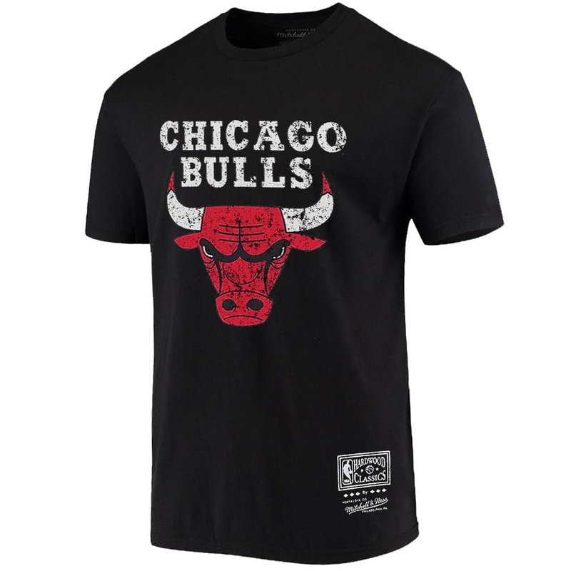 Chicago Bulls Mitchell & Ness NBA HWC Distressed Logo T-Shirt – Black