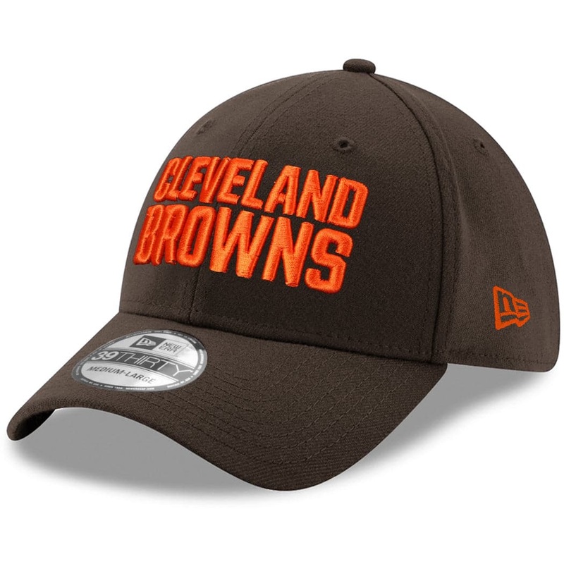 Cleveland Browns New Era NFL Wordmark 39THIRTY Flex Fit Curve Hat – Brown