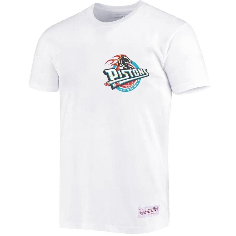 Detroit Pistons Mitchell & Ness NBA HWC Retro Repeat T-Shirt – White