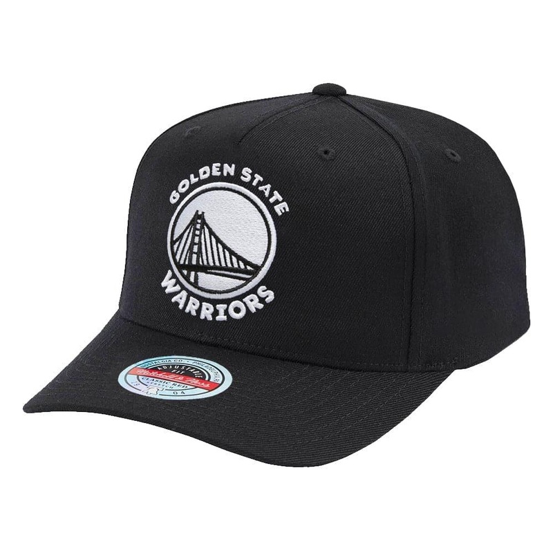 Golden State Warriors Mitchell & Ness NBA Black & White Classic Red Curve Snapback Hat