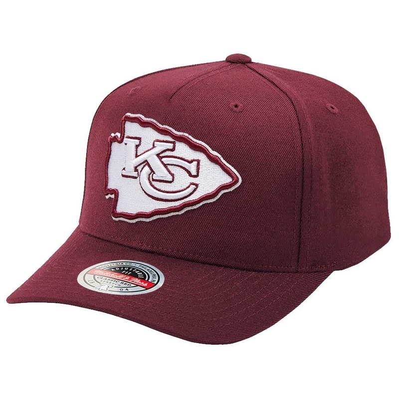 Kansas City Chiefs Mitchell & Ness NFL Crimson Sector Curve Snapback Hat – Burgundy