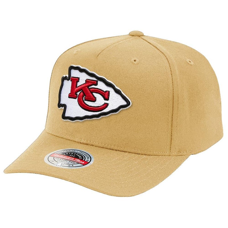 Kansas City Chiefs Mitchell & Ness NFL Throwback Logo Curve Snapback Hat – Khaki