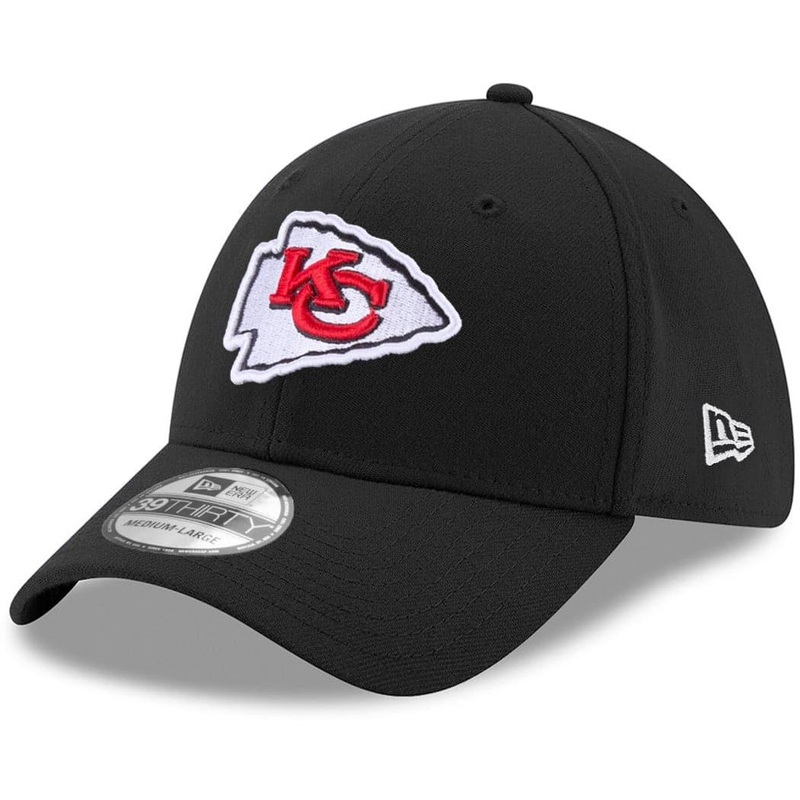 Kansas City Chiefs New Era NFL Team 39THIRTY Flex Fit Curve Hat – Black